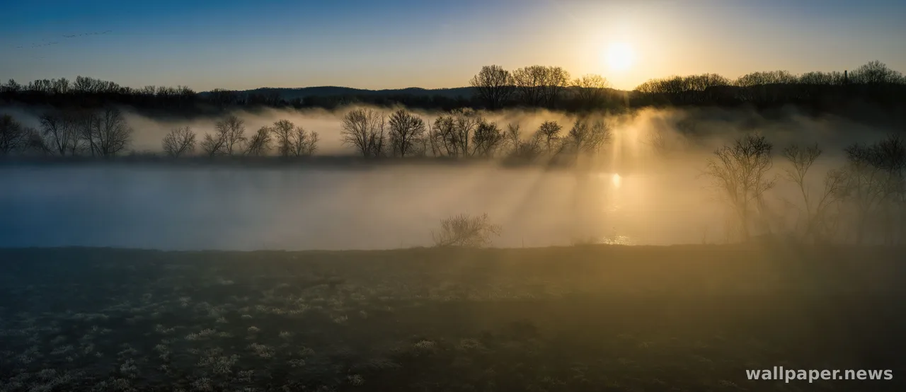 Misty Mountain Lake 4K Wallpaper · nature · 3840×1663