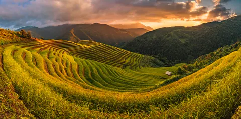 계단식 논 4K 배경화면 · nature · 3840×1895