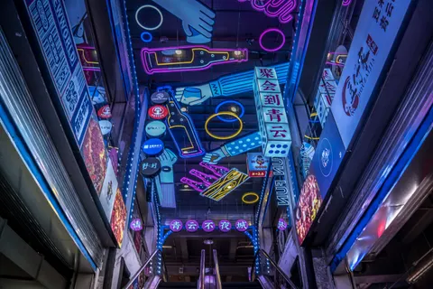 Tapeta Neonowe Miasto 4K · neon · 3840×2560