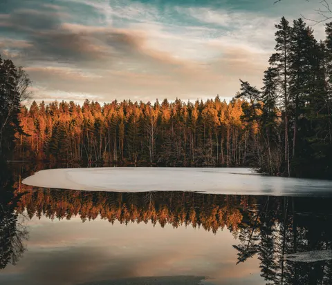 Fondo de pantalla Lago de otono 4K · autumn · 3840×3304