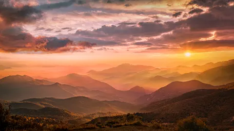 Papel de parede Montanhas ao por do sol 4K · sunset · 3840×2160