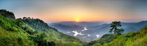 夕阳山景 4K壁纸 · sunset · 3840×1220