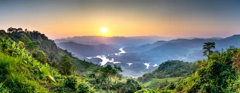 夕阳山景 4K壁纸 · sunset · 3840×1491