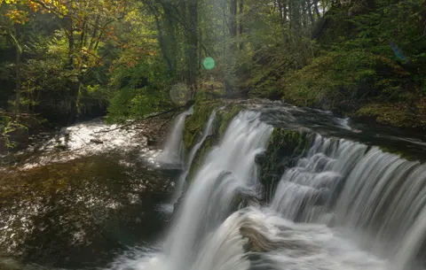 Sfondo Cascata nella Foresta 4K · waterfall · 3840×2443