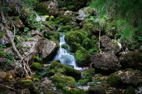 Sfondo Cascata nella Foresta 4K · waterfall · 3840×2560