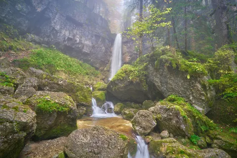 Sfondo Cascata nella Foresta 4K · waterfall · 3840×2560