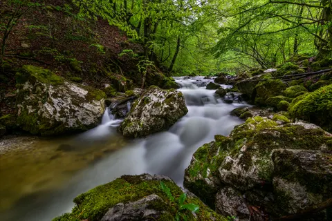 Waldwasserfall 4K Hintergrundbild · waterfall · 3840×2560