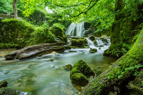 जंगल का झरना 4K वॉलपेपर · waterfall · 3840×2560