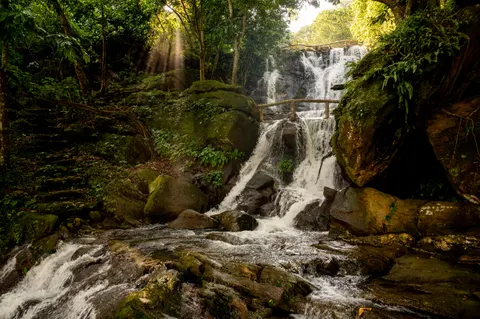 जंगल का झरना 4K वॉलपेपर · waterfall · 3840×2555
