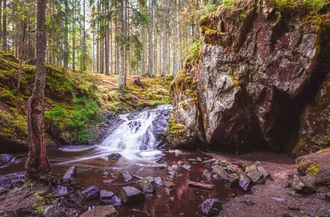 Forest Waterfall 4K Wallpaper · waterfall · 3840×2527