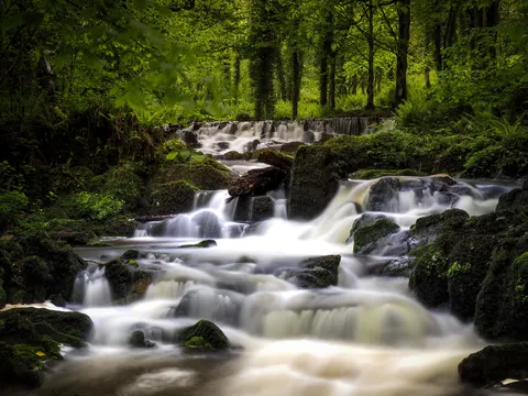 Sfondo Cascata nella Foresta 4K · waterfall · 3840×2880