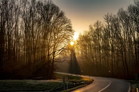 Fond d'écran Route brumeuse 4K · nature · 3840×2562