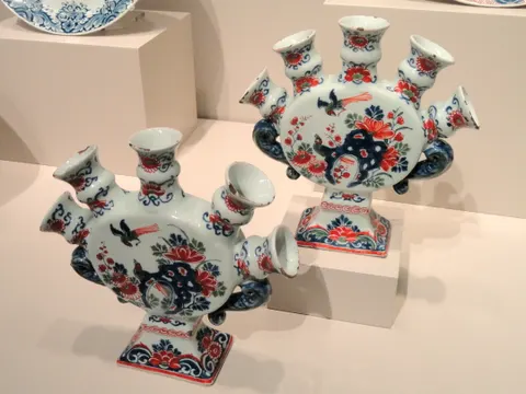 Two Flower Vases, early 18th century, Delft, Netherlands, ti 4K Wallpaper · flowers · 3840×2880