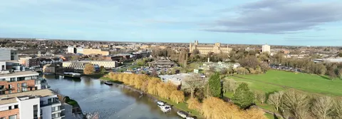 Peterborough City Centre Skyline from Fletton Quays 4K Wallpaper · city · 3840×1339