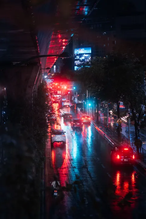 Rainy Street Phone Wallpaper · street · 1440×2156