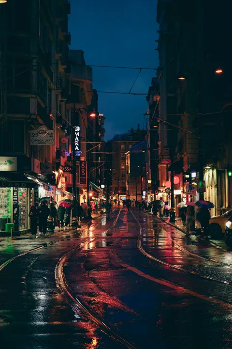 Rainy Street Phone Wallpaper · street · 1440×2160