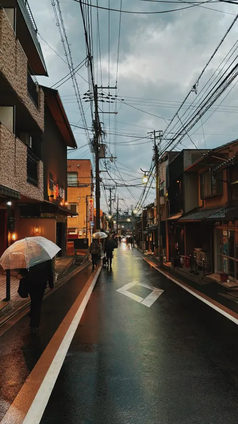 Rainy Street Phone Wallpaper · street · 1440×2560