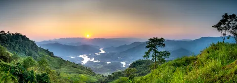 Misty Valley 4K Wallpaper · nature · 3840×1340