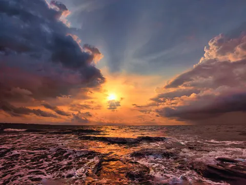 Ocean Sunset 4K Wallpaper · ocean · 3840×2898