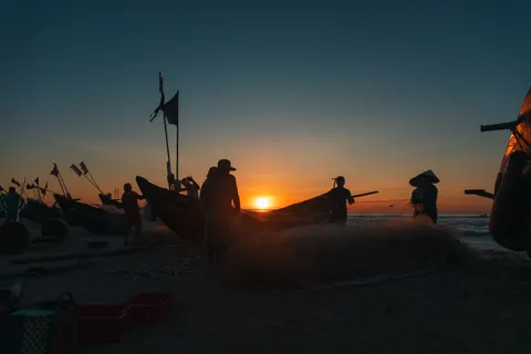 Fond d'écran Coucher de soleil sur plage de palmiers 4K · nature · 3840×2560