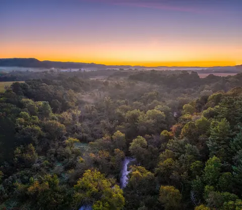 والپیپر درهٔ مه‌آلود با کیفیت 4K · nature · 3840×3342