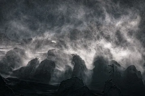Dark Mountains 4K Wallpaper · dark · 3840×2563