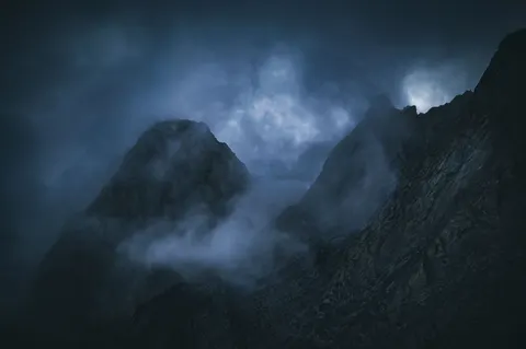 Dark Mountains 4K Wallpaper · dark · 3840×2553