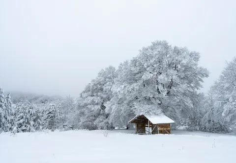 Fond d'écran Chalet d'Hiver 4K · winter · 3840×2661