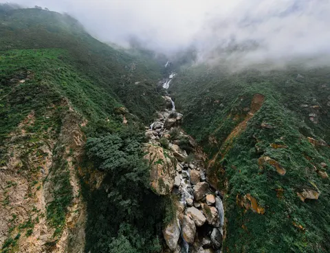 Valley Waterfall 4K Wallpaper · mountains · 3840×2949
