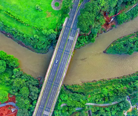 Sfondo Fiume dall'Alto 4K · aerial · 3840×3218
