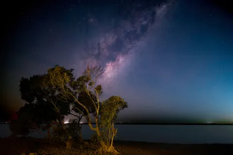 Milky Way over Sea 4K Wallpaper · space · 3840×2555