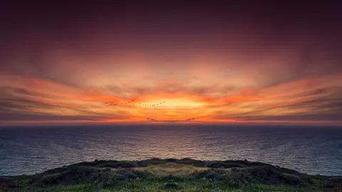 Fondo de pantalla Atardecer en el Océano 4K · ocean · 3840×2160