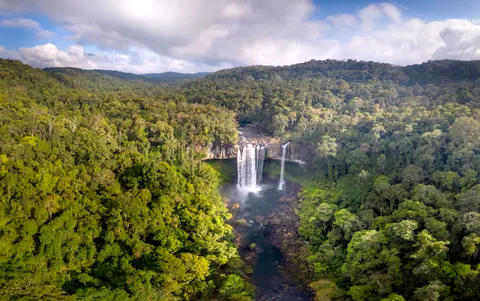 والپیپر آبشار جنگلی با کیفیت 4K · waterfall · 3840×2403