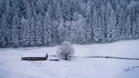 Winter Cabin 4K Wallpaper · winter · 3840×2160