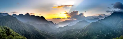 Sunset Mountains 4K Wallpaper · sunset · 3840×1228