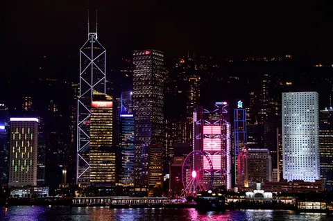 Hongkong bei Nacht 4K Hintergrundbild · city · 3840×2555