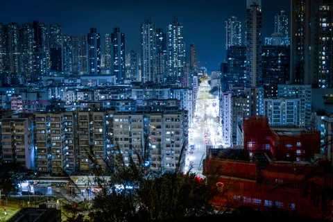 Hongkong bei Nacht 4K Hintergrundbild · city · 3840×2560