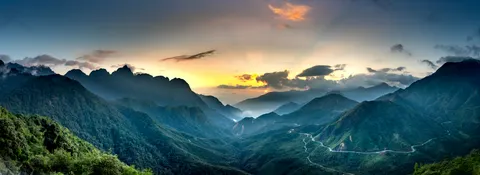 Sunset Mountains 4K Wallpaper · sunset · 3840×1402