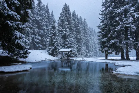 Sfondo Baita invernale 4K · winter · 3840×2560