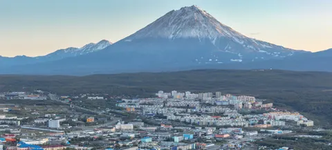 Snowy Volcano 4K Wallpaper · mountains · 3840×1738