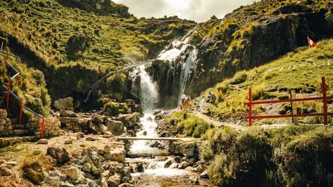 Valley Waterfall 4K Wallpaper · mountains · 3840×2160